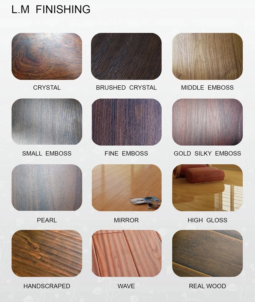 MDF HDF AC3 AC4 8mm-12mm Waterproof Anti-Slip High Gloss Wood Laminate Flooring/ Laminated Flooring for Indoor Residential/ Spc Flooring