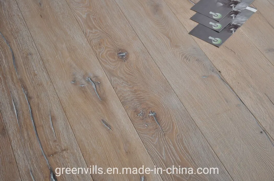 Rustic Distressed Smoked White Washed Brushed Wood Flooring/Engineered White Oak Wood Flooring with CE