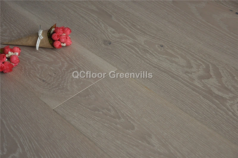 Oak Flooring Dark Grey Brown Color Smoked Wood Parquet Versailles Wood Flooring Guangzhou Foshan