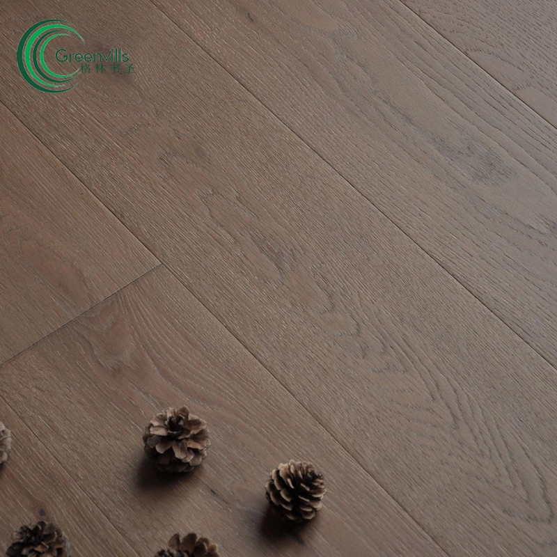 Grey Brown Color Smoked Light Brushed Oak Engineered Wood Floor Solid Hardwood Parquet Flooring